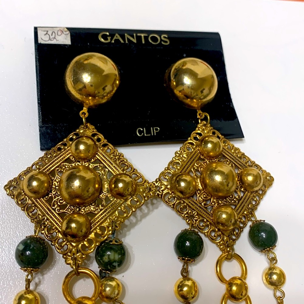 Gold dangle earrings vintage Gypsy boho - Picture 2 of 11